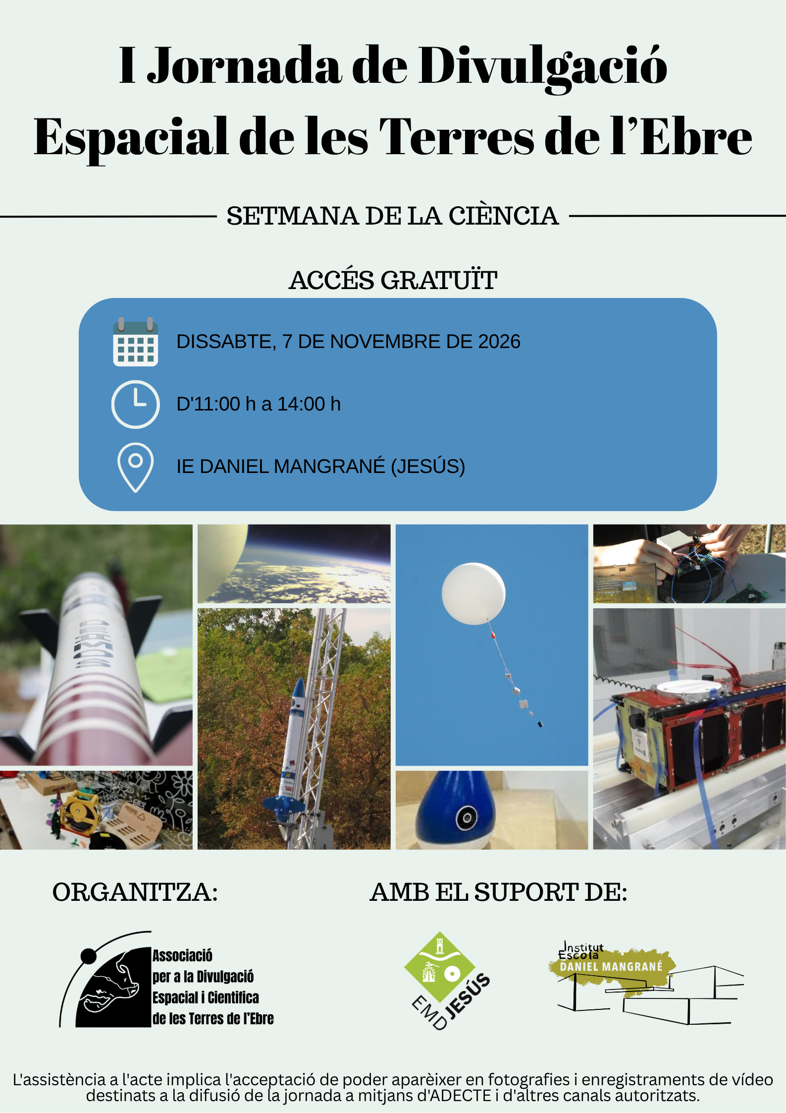 Cartell oficial de la I Jornada de Divulgació Espacial de les Terres de l'Ebre